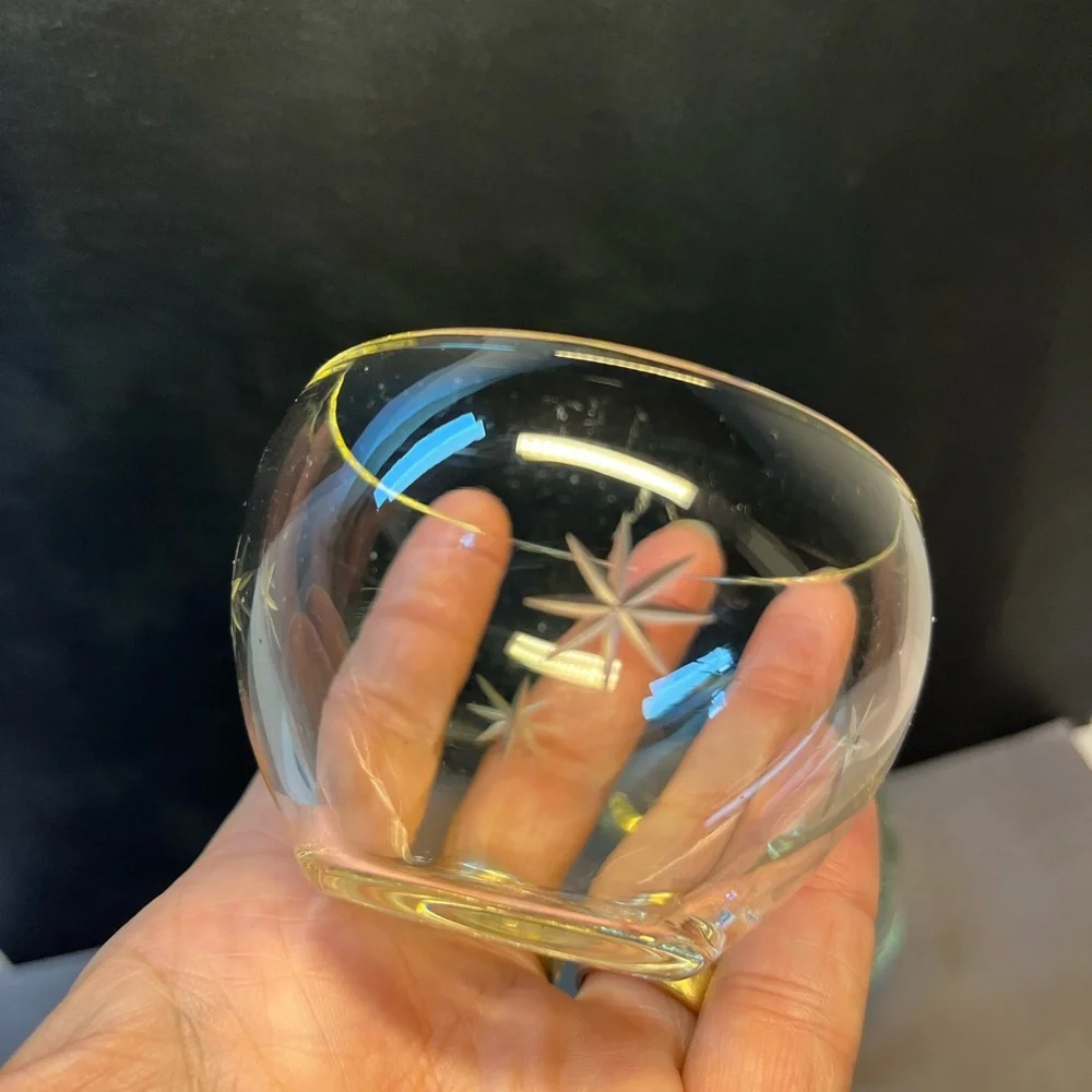 Dorothy Thorpe Roly Poly Pointed Etched Star Cocktail Glasses Vintage MCM Set 6
